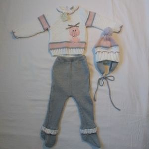 Poodle 3-piece Baby Outfit (top, bottom, hat)